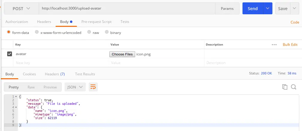 Node.js Rest Api File Upload in MySQL