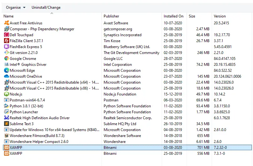windows app uninstall